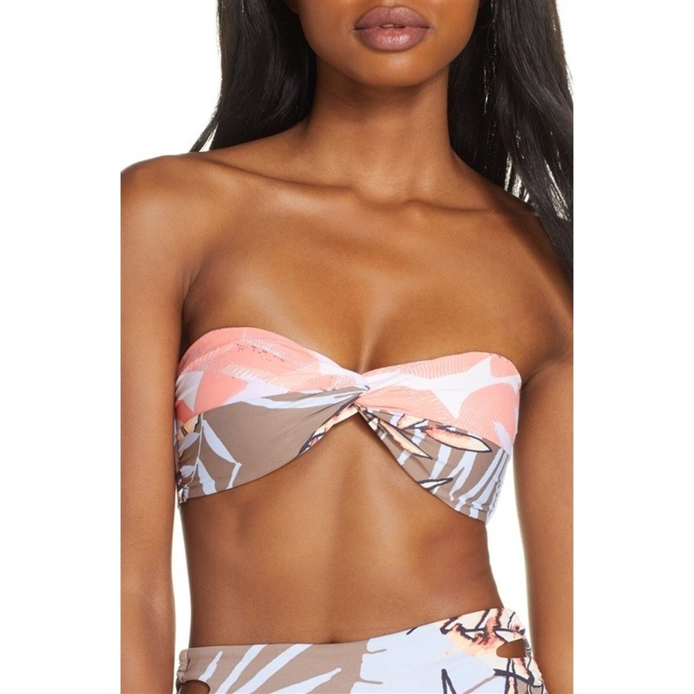 NWT Maaji M Ipanema Sunset Bandeau Top Pink Orange 130406